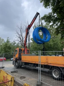 HDPE Dělostřelecká. Doprava materiálu na stavbu. Nákladní auto 12tun.